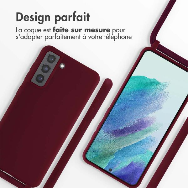 imoshion Coque en silicone avec cordon Samsung Galaxy S21 FE - Rouge foncé