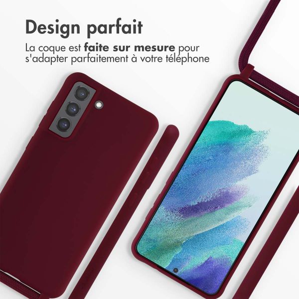 imoshion ﻿Coque en silicone avec cordon Samsung Galaxy S21 FE - Rouge foncé