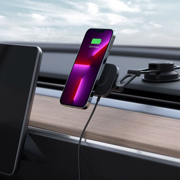 Spigen OneTap Pro 3 - Support de téléphone de voiture - Tableau de bord et pare-brise - Chargeur sans fil - magnétique - Noir