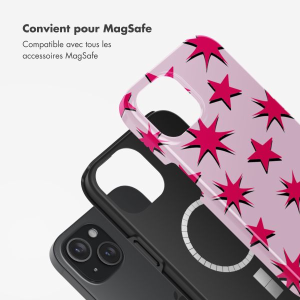 Selencia Coque arrière Vivid Tough avec MagSafe iPhone 15 - Stars Rubine Red Light Pink