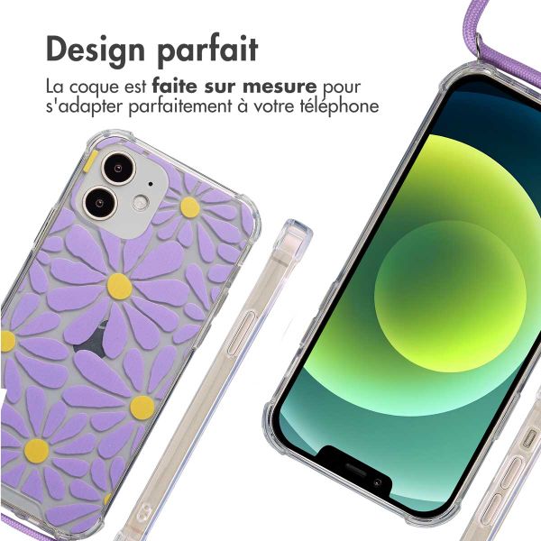imoshion Coque Design avec cordon Apple iPhone 12 (Pro) - Tropical Violet Flowers Connect