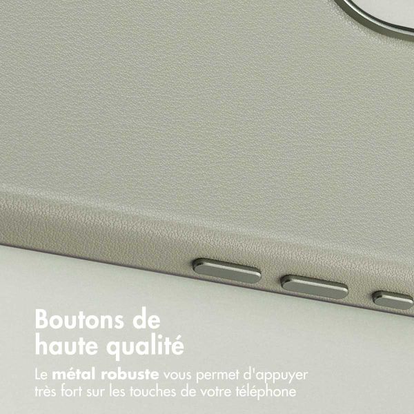 Accezz Coque arrière en cuir avec MagSafe Apple iPhone 17 - Light Grey