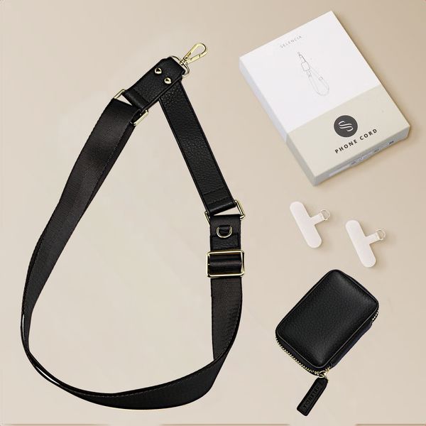 Selencia Cordon de téléphone avec petit sac - Midnight Black