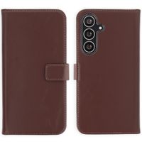 Selencia Étui portefeuille en cuir véritable Samsung Galaxy S25 FE - Marron foncé