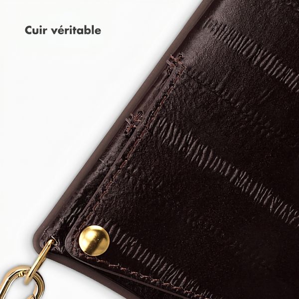 Selencia Nova coque arrière en cuir véritable avec porte-cartes Apple iPhone 15 - Dark Chocolate