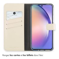Selencia Étui portefeuille en cuir véritable Samsung Galaxy A54 (5G) - Greige