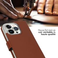 Selencia Étui portefeuille en cuir véritable Apple iPhone 14 Pro - Marron clair