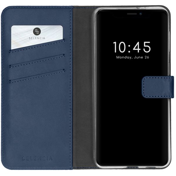 Selencia Étui de téléphone en cuir véritable iPhone 13 Pro Max - Bleu