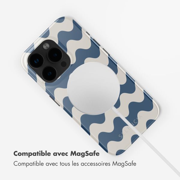 Selencia Coque arrière Vivid avec MagSafe Apple iPhone 15 Pro - Wave Vibes Classic Blue
