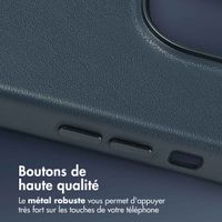 Accezz Coque arrière en cuir avec MagSafe Apple iPhone 14 Pro - Nightfall Blue