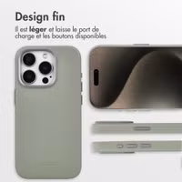 Accezz Coque arrière en cuir avec MagSafe Apple iPhone 15 Pro - Light Grey