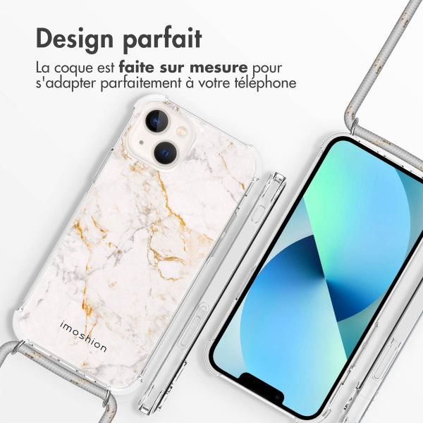 imoshion Coque Design avec cordon iPhone 14 - White Marble