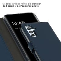 Selencia Étui de téléphone portefeuille en cuir véritable Samsung Galaxy A54 (5G) - Bleu