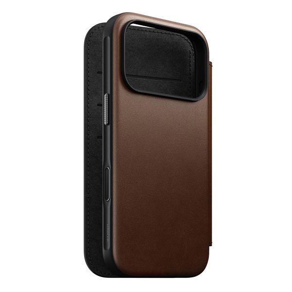 Nomad Étui de télephone portefeuille Modern Leather Folio Apple iPhone 17 Pro - Marron