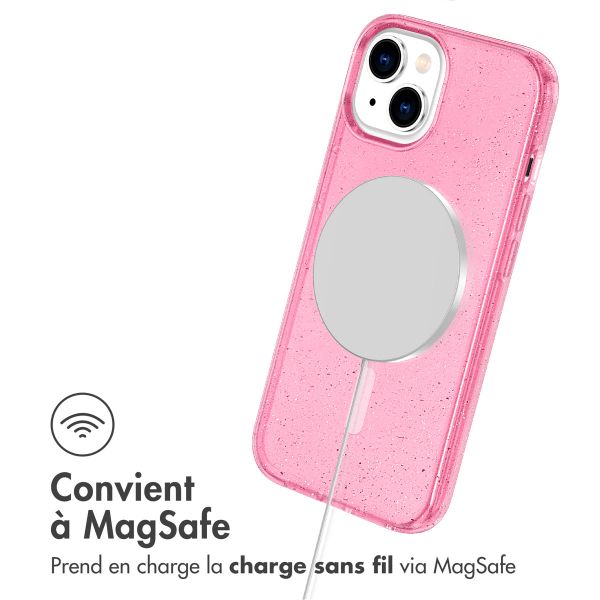 imoshion Coque Pailletée avec MagSafe Apple iPhone 14 - Paillettes Rose
