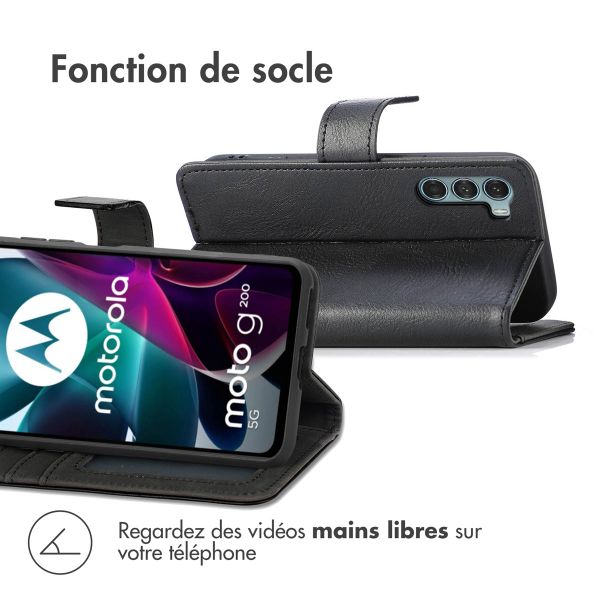 imoshion Étui de téléphone portefeuille Luxe Motorola Moto G200 - Noir