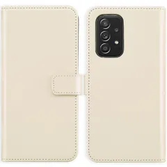 Selencia Étui portefeuille en cuir véritable Samsung Galaxy A53 - Greige