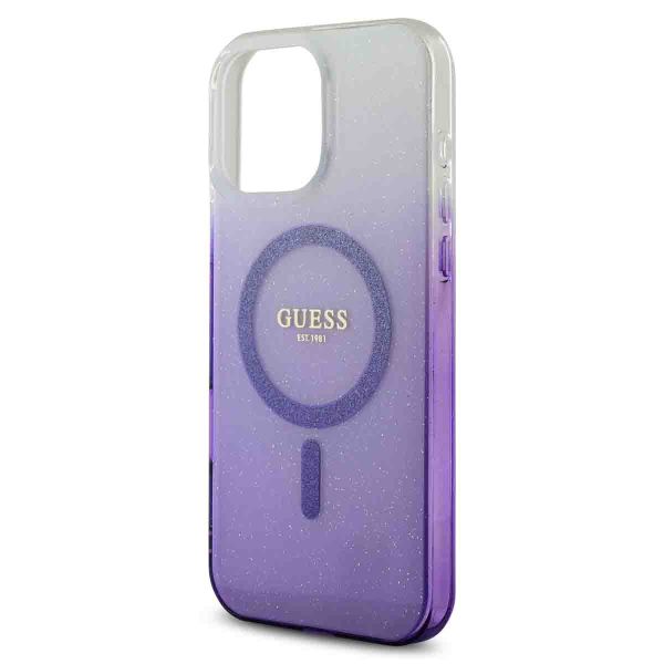 Guess Coque MagSafe IML Glitter Gradient Apple iPhone 16 Pro Max - Purple