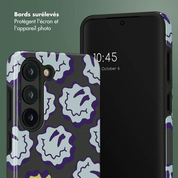 Selencia Coque arrière Vivid Samsung Galaxy S23 - Wavy Smiley Green