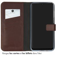 Selencia Étui portefeuille en cuir véritable Samsung Galaxy A55 - Marron foncé