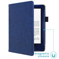 imoshion Étui de liseuse portefeuille en cuir végan Amazon Kindle 10 - Bleu foncé
