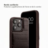 Selencia Nova coque arrière en cuir véritable avec porte-cartes Apple iPhone 15 Pro - Dark Chocolate