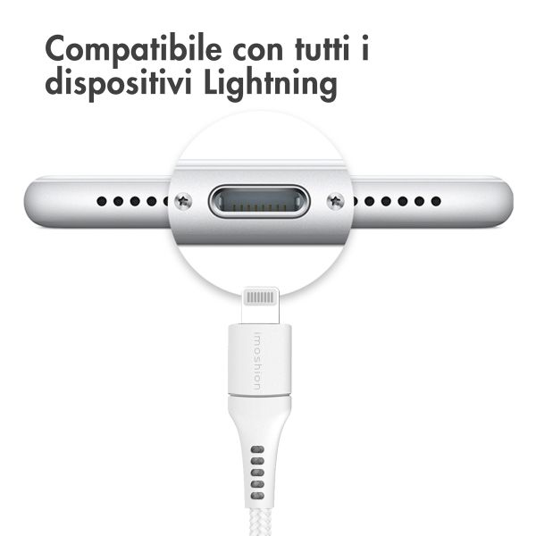 imoshion ﻿Câble Lightning vers USB - Non MFi - Textile tressé - 3 mètre - Blanc
