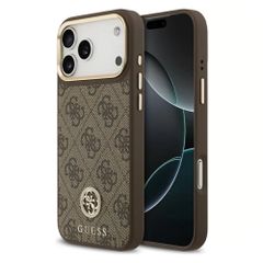 Guess Coque arrière en cuir avec logo Strass classique et MagSafe Apple iPhone 17 Pro Max - Marron