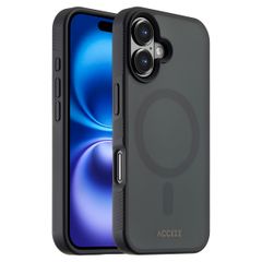 Accezz Coque Givrée Robuste avec MagSafe iPhone 16 - Noir