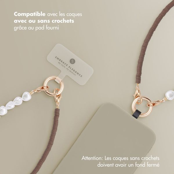Selencia Ensemble de cordons pour téléphone avec perles et élastiques - Mocha Brown