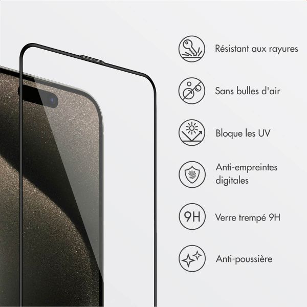 Accezz Protecteur d’écran en verre trempé + Applicateur Apple iPhone 15 Pro
