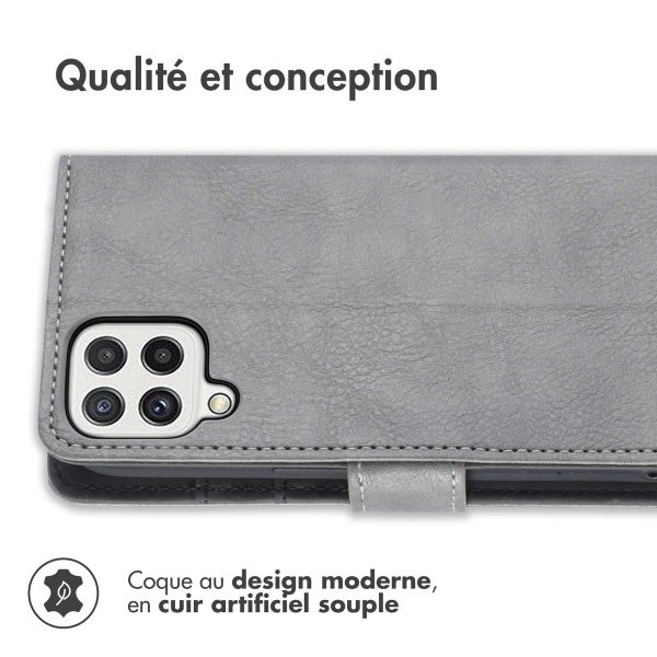 imoshion Étui de téléphone portefeuille Luxe Samsung Galaxy M22 / A22 (4G) - Gris