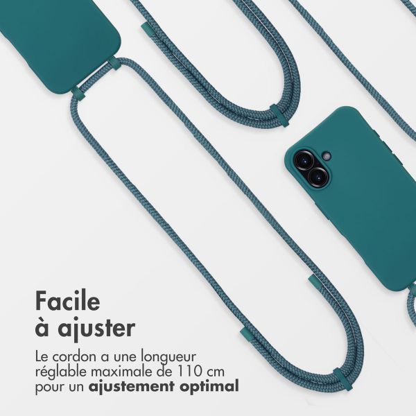 imoshion Coque arrière Color avec cordon amovible et MagSafe Apple iPhone 16 - Vert foncé