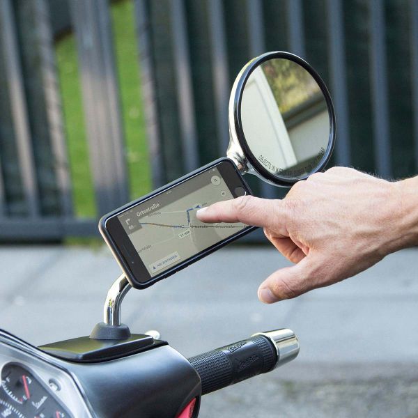 SP Connect Mirror Mount SPC+ – Support téléphone pour moto et scooter – Fixation sur rétroviseur – Noir