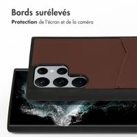 Accezz Coque en cuir de qualité supérieure avec fentes pour cartes Samsung Galaxy S22 Ultra - Marron