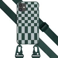 Selencia Coque design en silicone avec cordon amovible iPhone 11 - Irregular Check Green
