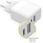 Accezz Wall Charger Samsung Galaxy S20 - Chargeur - Connexion USB-C et USB - Power Delivery - 20 Watt - Blanc