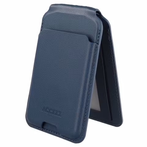 Accezz Portefeuille en cuir magnétique avec support - Compatible avec Apple Find My - Nightfall Blue
