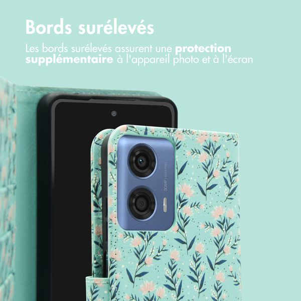 imoshion Étui de téléphone portefeuille Design Motorola Moto G04 / G24 - Blue Flowers