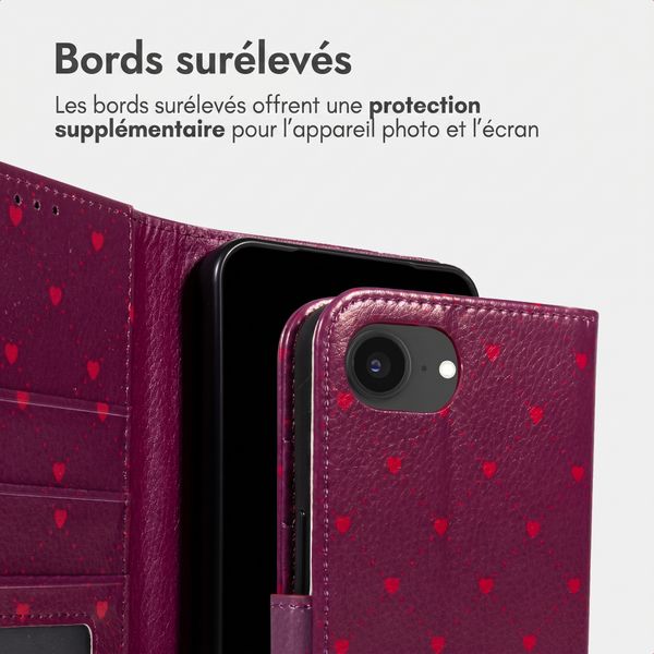 imoshion Étui de télephone portefeuille Design Apple iPhone 17e / 16e - Crush Check Coral Dust