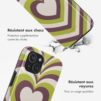 Selencia Coque arrière Vivid Tough avec MagSafe iPhone 15 - Double Hearts Plum Fern