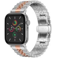 Selencia Bracelet Metallique Jubilee Apple Watch Series 1 t/m 9 / SE (38/40/41 mm) | Series 10 / 11 (42 mm) - Zilver & Rosé Goud / Silver & Rose Gold