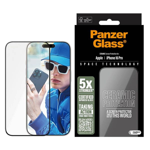 PanzerGlass Protecteur d'écran en céramique avec applicateur iPhone 16 Pro