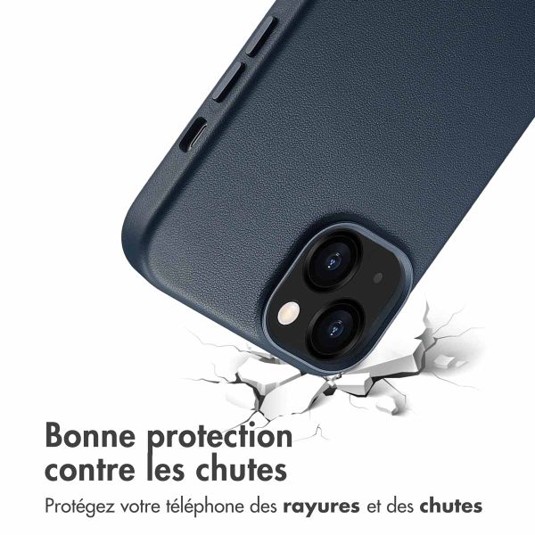 Accezz Coque arrière en cuir avec MagSafe iPhone 13 - Nightfall Blue