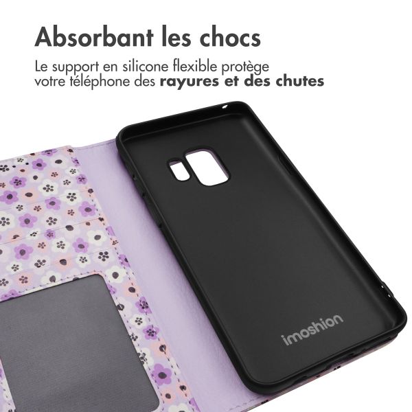 imoshion ﻿Étui de téléphone portefeuille Design Samsung Galaxy S9 - Purple Flowers