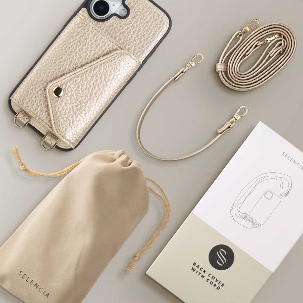 Selencia Coque de télephone Sera avec cordon et porte-cartes enveloppe Apple iPhone 17 - Champagne