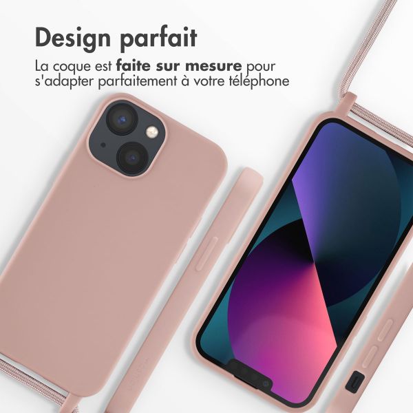 imoshion Coque en silicone avec cordon Apple iPhone 13 Mini - Sand Pink