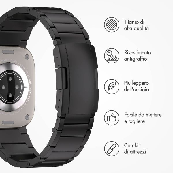 Accezz Bracelet en acier Titane mat Apple Watch | 44/45/46/49 mm - Noir