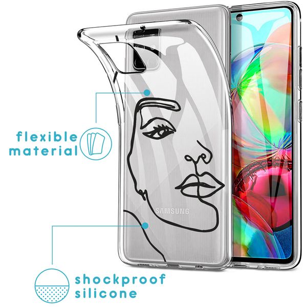 imoshion Coque Design Samsung Galaxy A71 - Visage abstrait - Noir