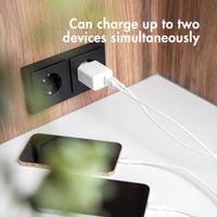 imoshion Wall Charger - Chargeur - Connexion USB-C et USB - Power Delivery - 20 Watt - Blanc